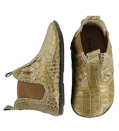 En Fant Soft Sole Leather Shoes - Gold w. Snakeskin