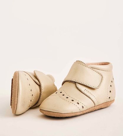 Bisgaard Soft Sole Leather Shoes - Gold w. Pointelle