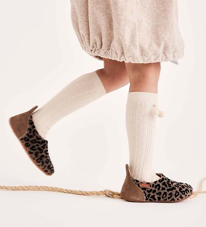 Bisgaard Inniskór - Ull - Brúnt Leopard