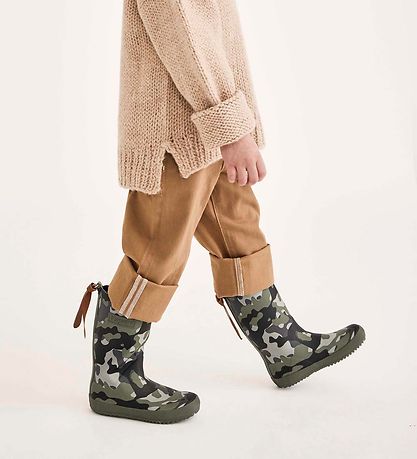 Bisgaard Rubber Boots - Green Army Print