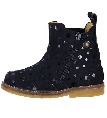 Pom Pom Boots - Navy w. Dots