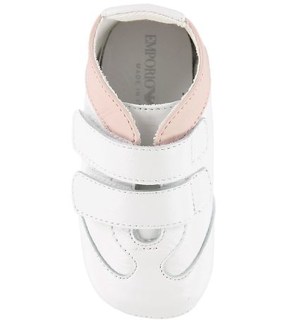 Emporio Armani Leder-Krabbelschuhe - Weiß m. Puder