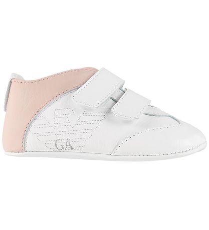 Emporio Armani Leder-Krabbelschuhe - Weiß m. Puder