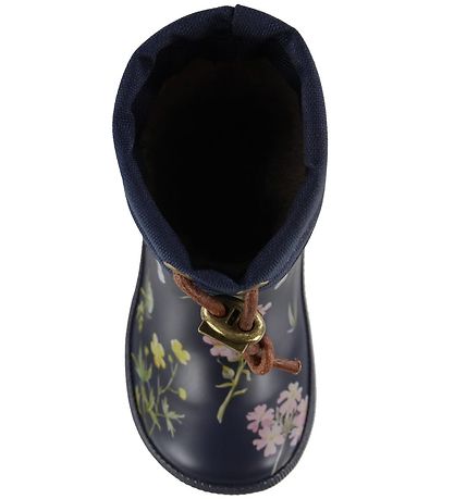 Bisgaard Thermo Boots - Navy w. Flowers/Laces
