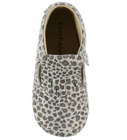 En Fant Slippers - Grey/Leoprint w. Fringe