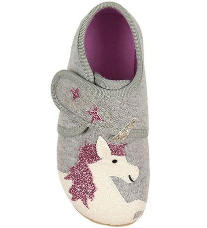 Living Kitzbühel Slippers - Grey Melange w. Rainbow/Unicorn