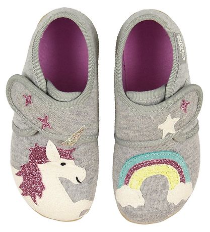 Living Kitzbühel Slippers - Grey Melange w. Rainbow/Unicorn