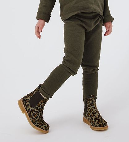 Angulus Stígvél - Chelsea - Khaki Leopard M. Feldur