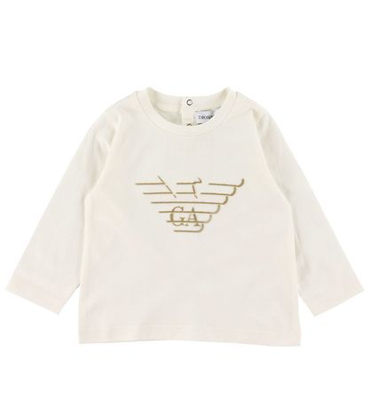 Emporio Armani Blouse - White/Brown w. Logo