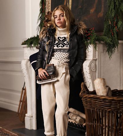 Polo Ralph Lauren Blouse - Wool/Nylon - Cream/Black w. Pattern