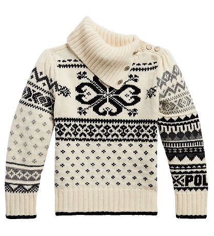 Polo Ralph Lauren Blouse - Wool/Nylon - Cream/Black w. Pattern