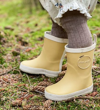 Pom Pom Rubber Boots - Dusty Yellow