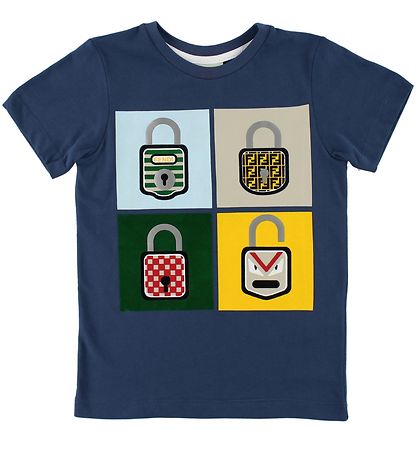 Fendi Kids T-shirt - Navy w. Padlocks