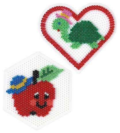 Hama Midi - Bügelperlensteckplatten - 2er-Pack - Herz & Sechseck