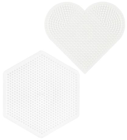 Hama Midi - Bügelperlensteckplatten - 2er-Pack - Herz & Sechseck