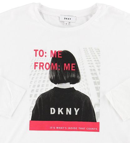 DKNY Pullover - Viskose - Weiß m. Print