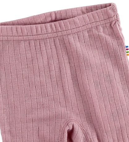 Joha Leggings w. Footies - Wool - Rose w. Rib