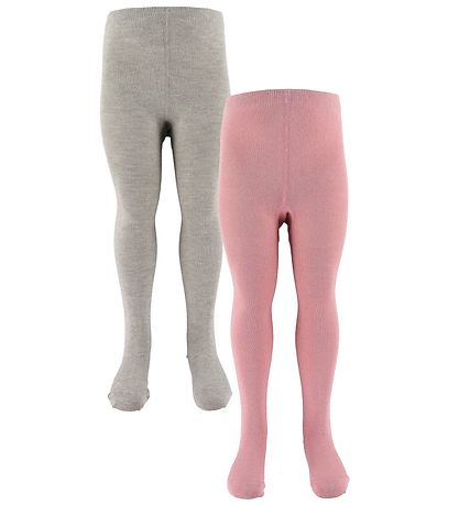 Minymo Strumpfhosen - 2er-Pack - Grau/Pink m. Glitzer
