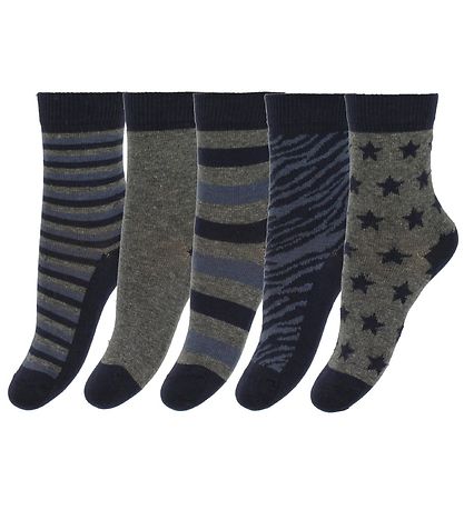 Minymo Socks - 5-Pack - Blue/Grey Striped