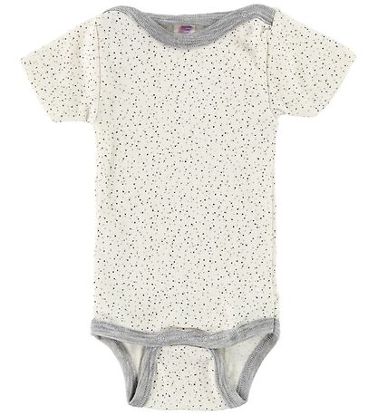 Engel Bodysuit S/S - Wool - Ivory w. Dots