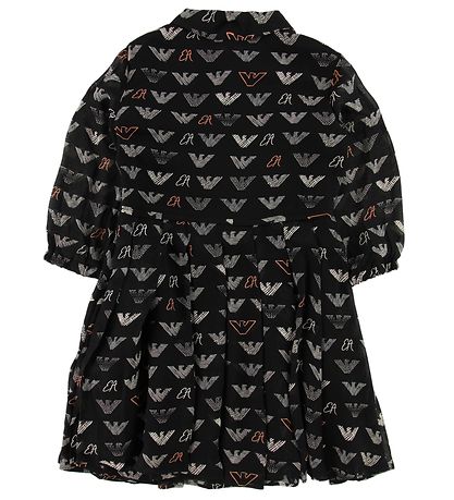 Emporio Armani Kjóll - Viscose - Svart M. All-Over Lógó