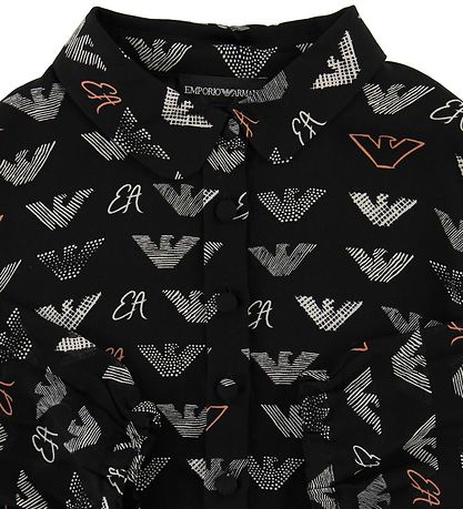 Emporio Armani Kjóll - Viscose - Svart M. All-Over Lógó