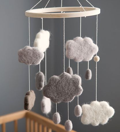 Sebra Baby Mobile - Felt - Grey Clouds