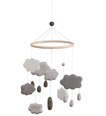 Sebra Baby Mobile - Felt - Grey Clouds