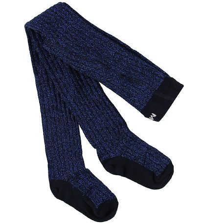 Melton Strumpfhosen - Bambus - Blau m. Glitter