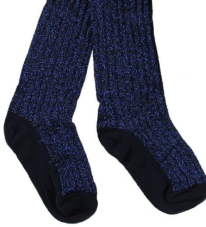 Melton Strumpfhosen - Bambus - Blau m. Glitter