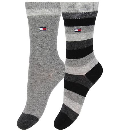 Tommy Hilfiger Sokken - 2-pack - Stripe - Zwart gestreept/grijs