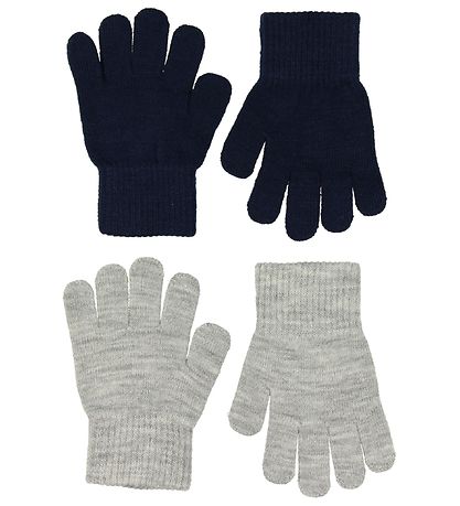 Melton Handschuhe - 2er-Pack - Strick - Graumeliert meliert/Navy
