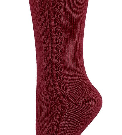 Condor Knee High Socks w. Pointelle - Bordeaux