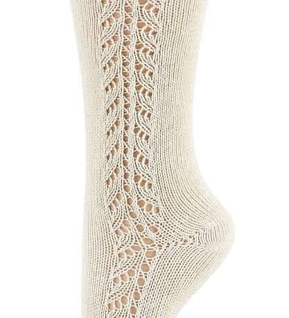 Condor Knee-High Socks w. Pointelle - Beige