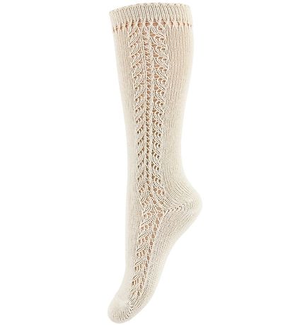 Condor Knee-High Socks w. Pointelle - Beige