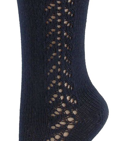 Condor Knee High Socks w. Pointelle - Navy