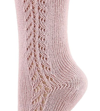 Condor Knee High Socks w. Pointelle - Light Rose