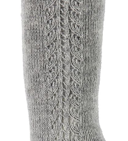 Condor Knee High Socks w. Pointelle - Grey Melange