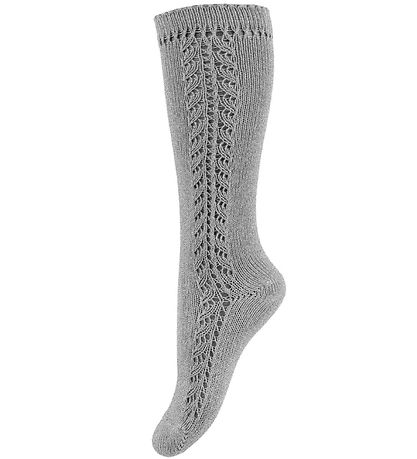 Condor Knee High Socks w. Pointelle - Grey Melange
