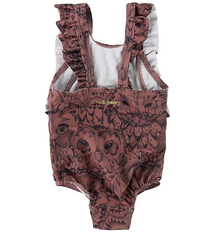 Soft Gallery Swimsuit - UV50+ - Ana - Dark Pink w. Owls/Ruffles