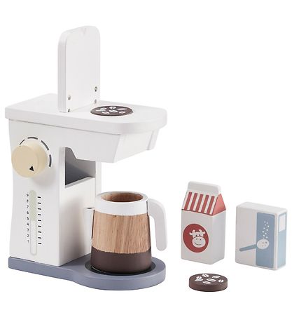Kids Concept Kaffemaskin m. Tillbehör - Trä - Vit