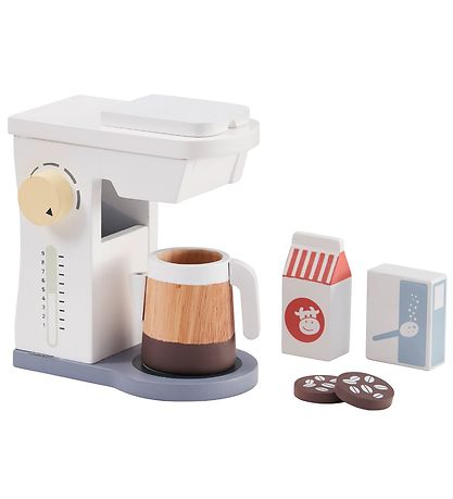 Kids Concept Kaffemaskin m. Tillbehör - Trä - Vit
