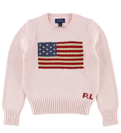 Polo Ralph Lauren Blouse - Knitted - Pink w. Flag