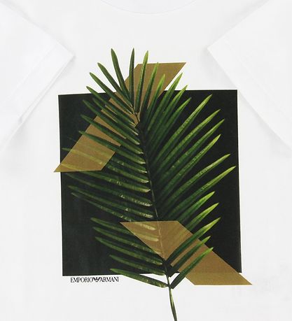 Emporio Armani Stuttermabolur - Hvítt M. Pálmablað