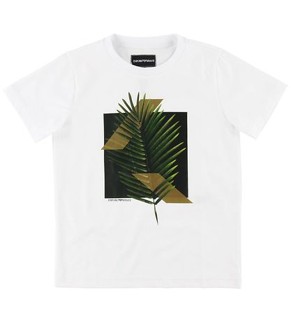 Emporio Armani Stuttermabolur - Hvítt M. Pálmablað