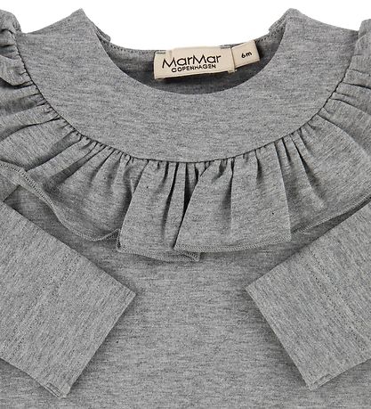 MarMar Romper l/s - Bibbi - Jersey - Grijs Gevlekt