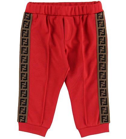 Fendi Kids Trousers - Track - Red w. Side Stripe