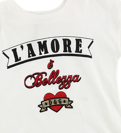 Dolce & Gabbana Stuttermabolur - Hvítur M. Texti