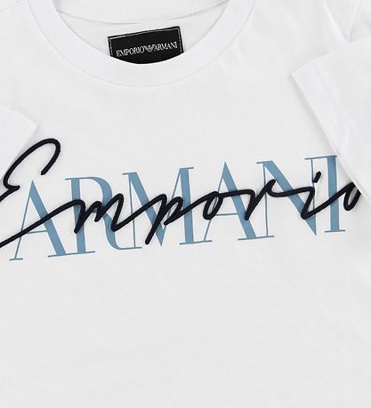 Emporio Armani Stuttermabolur - Hvítur M. Texti/Útsaumur