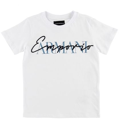 Emporio Armani Stuttermabolur - Hvítur M. Texti/Útsaumur